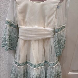 Elegant Abel & Lula Cream and Green Kids Dress